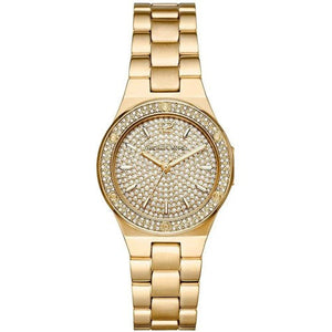 Michael Kors Lennox Three Hand Gold Dial Gold Steel Strap Watch For Women - MK7289 Authentic Buy Shop Now