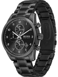 Hugo Boss Skymaster Chronograph Black Dial Black Steel Strap Watch for Men - 1513785 Authentic Buy Shop Now