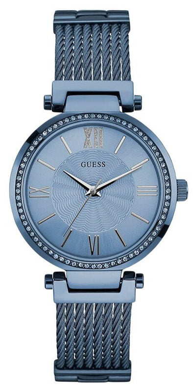 Guess Soho Diamonds Blue Dial Blue Mesh Bracelet Watch For Women - W0638L3 Authentic Buy Shop Now