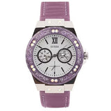 Guess Limelight Quartz Silver Dial Purple Leather Strap Watch For Women - W0775L6 Authentic Buy Shop Now