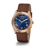 Guess Connoisseur Blue Dial Brown Leather Strap Watch For Men - GW0353G2 Authentic Buy Shop Now